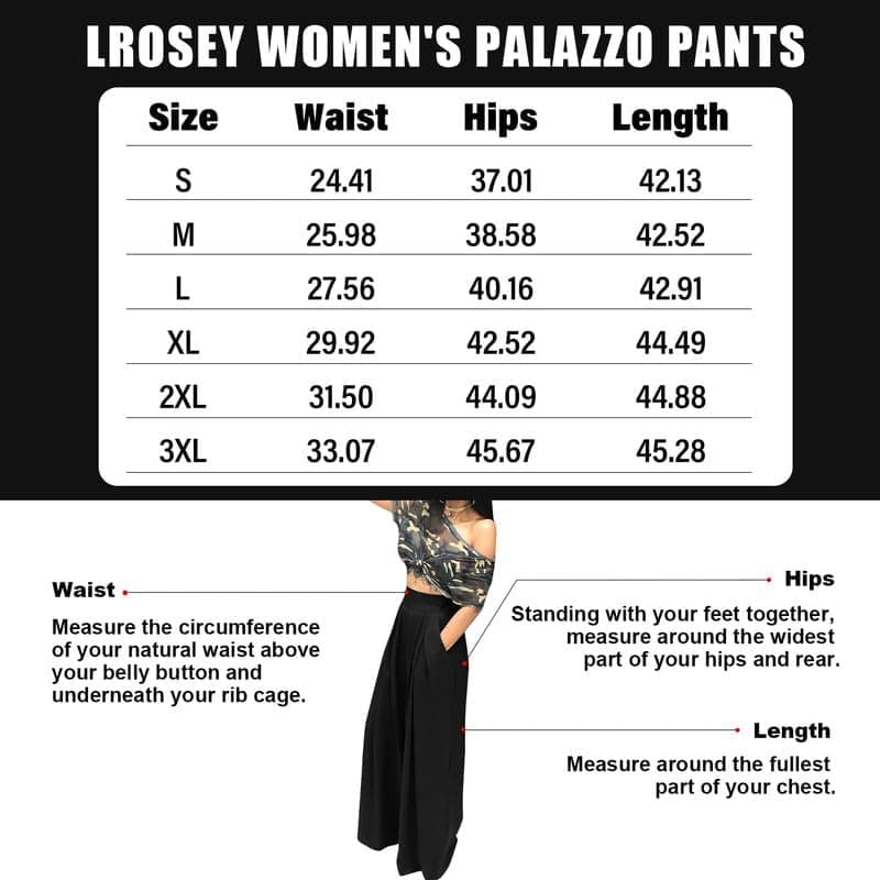 LROSEY Women Casual Palazzo Pants with Pockets