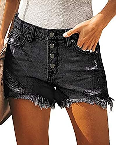 Necooer Women's Casual Mid-Waist Stretch Denim Shorts