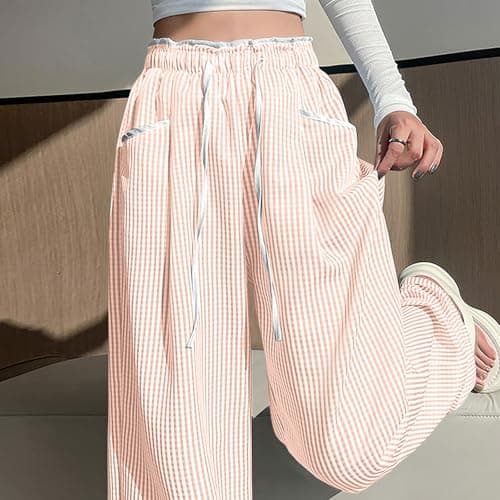 Yxzogd Women's Classic Gingham Drawstring Sweatpants with Pockets