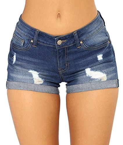 Gozilla Women's Casual Summer Mid Waist Stretchy Denim Jeans Shorts
