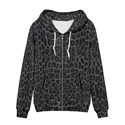 Irisjudy Leopard Print Hooded Sweatshirt with Pocket