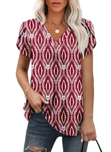 Angerella Women's Summer Dressy Casual Short Sleeve V-Neck Tops for Leggings
