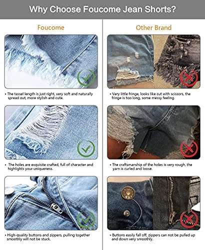 Foucome Women's Summer Low Waisted Frayed Denim Shorts