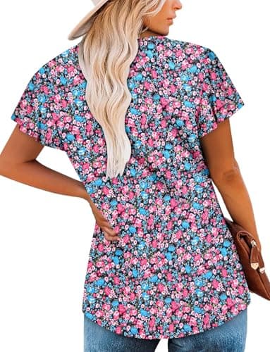 Angerella Women's Floral Pleated Summer Top S-3XL