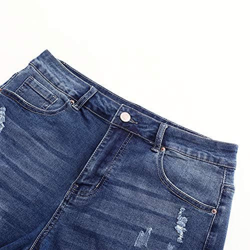 Thunder Star Women's Mid Rise Ripped Stretch Denim Shorts