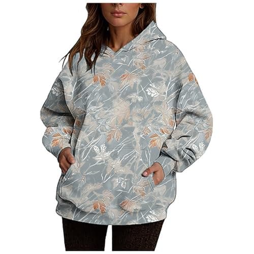 Ceboyel Womens Maple Leaf Camo Oversized Hoodie Trendy Teen Girls Fashion
