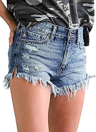 Necooer Women's Casual Mid-Waist Stretch Denim Shorts