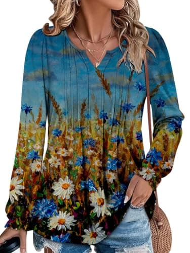 Angerella Comfortable V-Neck Long Sleeve Shirts for Women