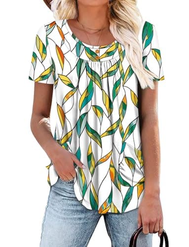 Angerella Women's Flirty Summer Pleated Floral Tunic Top S-3XL