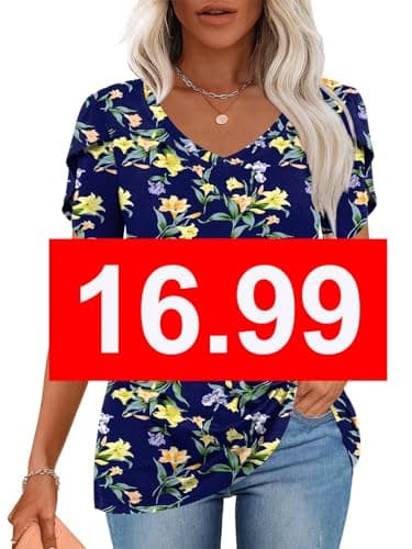 CATHY 2025 Women's Short Sleeve V-Neck Tunic Tops S-4XL