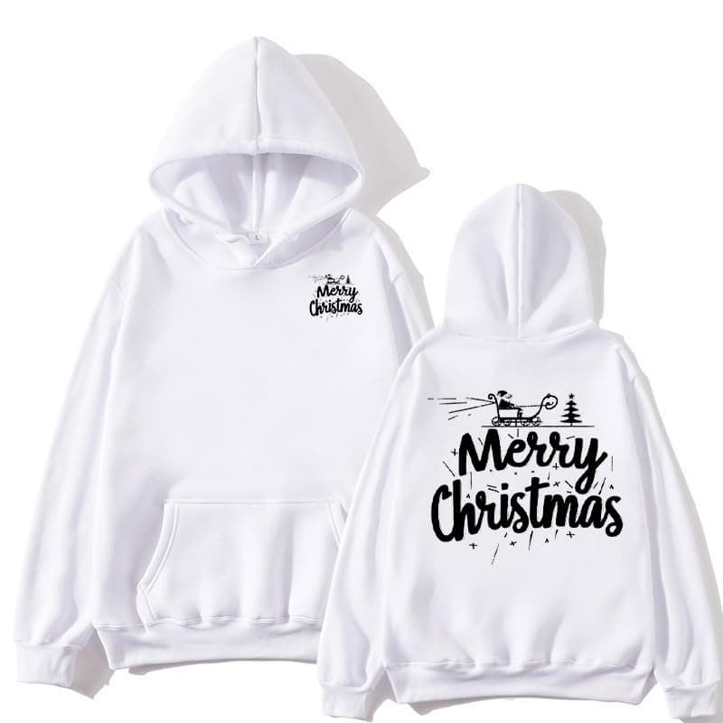 Trendy Oversized Sherpa Fleece Women's Christmas Print Hoodie Patry