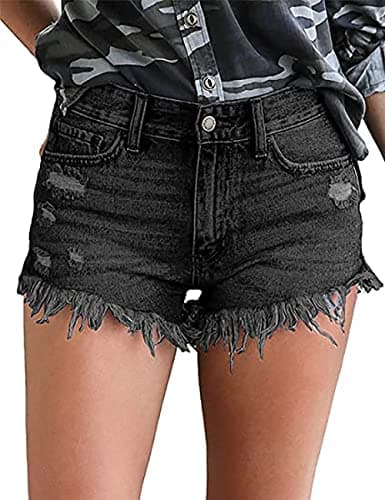 Necooer Women's Casual Mid-Waist Stretch Denim Shorts