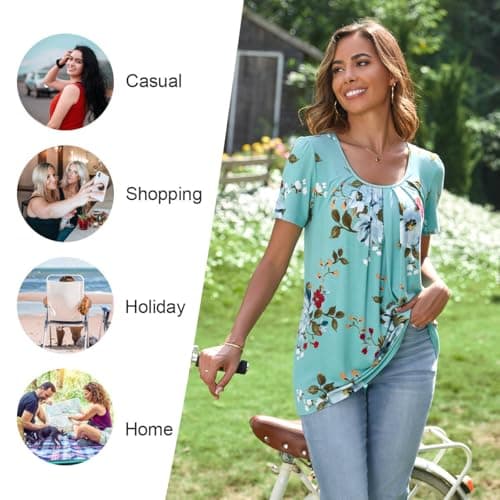 Anymeet Women's Summer Pleated Tunic Shirts M-3XL