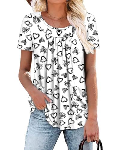 Angerella Women's Flirty Summer Pleated Floral Tunic Top S-3XL