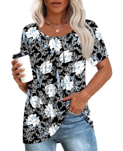 Anymeet Women's Summer Pleated Tunic Shirts M-3XL