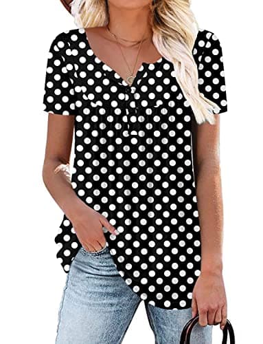 ROSELINLIN Women's Floral Summer Short Sleeve Shirt Loose Fit Leggings Top