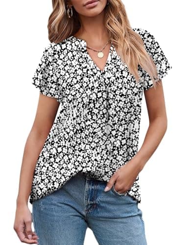 Angerella Women's Casual Short Sleeve V-Neck Tunic Tops