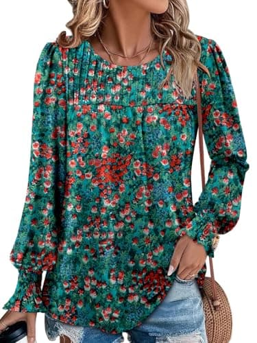 Angerella Comfy Long Sleeve Crew Neck Fall Blouses for Women