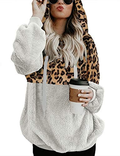 Romanstii Women's Casual Double Fuzzy Sweatshirt Hoodie Outwear S-XXL
