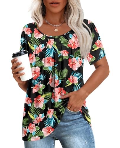 Anymeet Women's Summer Pleated Tunic Shirts M-3XL