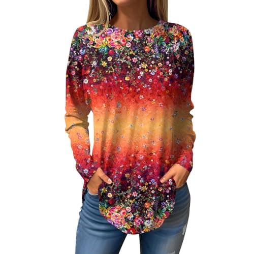 Shusuen 2024 Casual Crewneck Printed Tops for Women