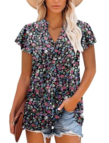 Angerella Women's Summer Dressy Casual Short Sleeve V-Neck Tops for Leggings