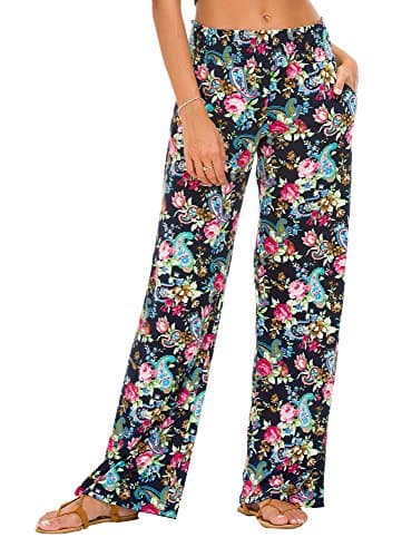 Urban CoCo Women's Boho Wide Leg Pants with Pockets