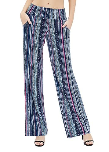 Urban CoCo Women's Boho Wide Leg Pants with Pockets