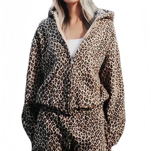 2000s Ckuea Y2k Cheetah Leopard Print Hoodie Sweatshirt