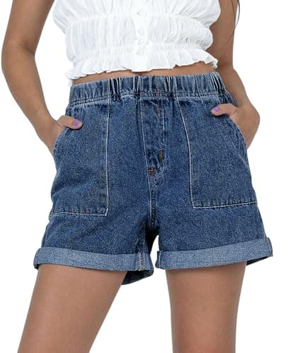 SANMM Women's Casual Denim Jean Shorts for Summer