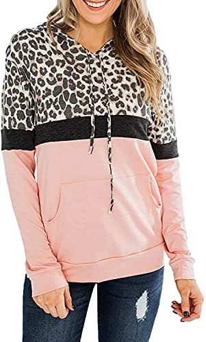 Barlver Women's Casual Color Block Long Sleeve Hoodies with Pocket