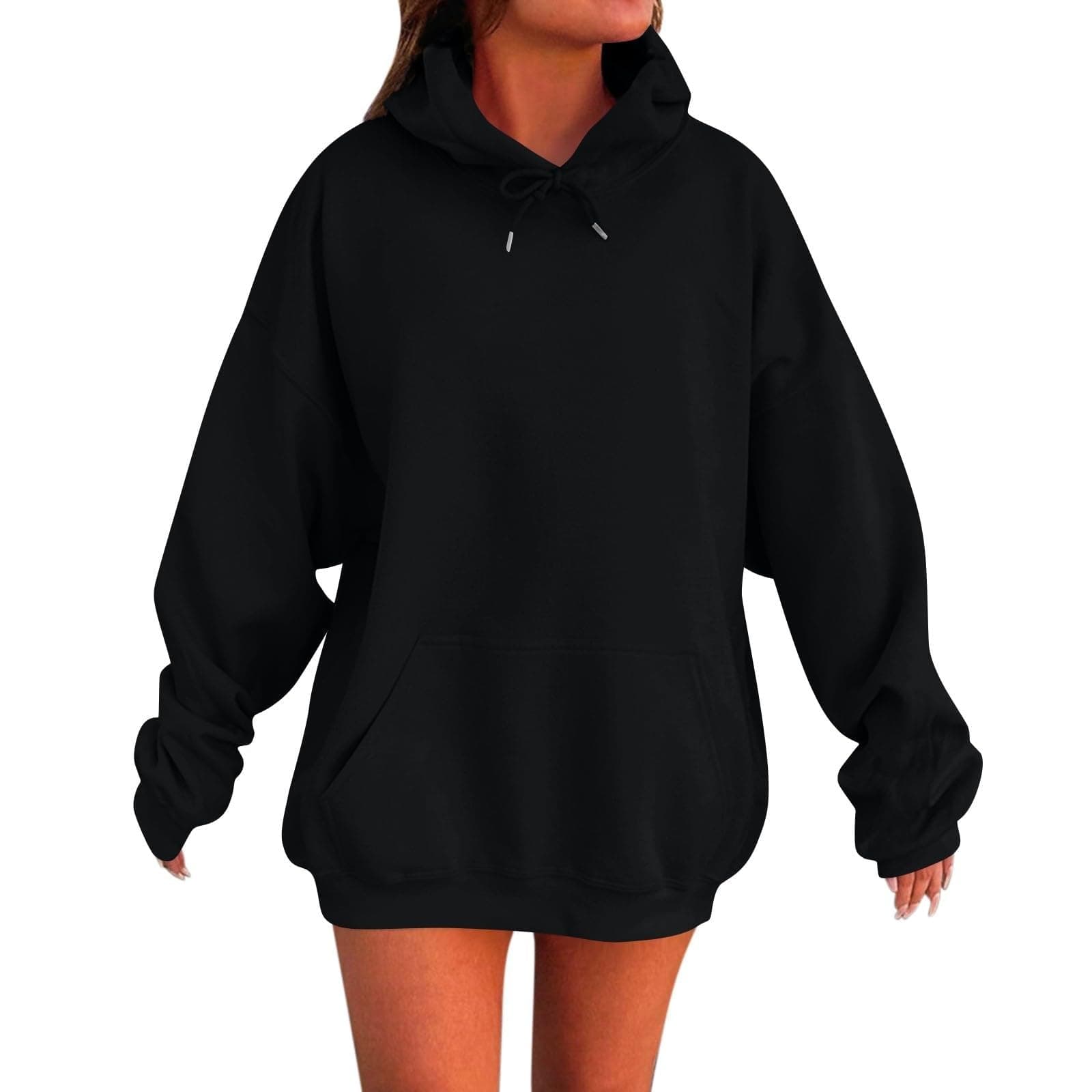 Xoxingysm Women's Oversized Hoodie with Solid Pocket Trendy Y2K Casual Tops