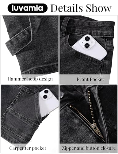 Luvamia High-Waisted Trendy Casual Denim Jorts for Women Cutoff Shorts with Pockets