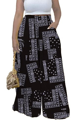Miiyana Plus Size High Waisted Wide Leg Palazzo Trousers