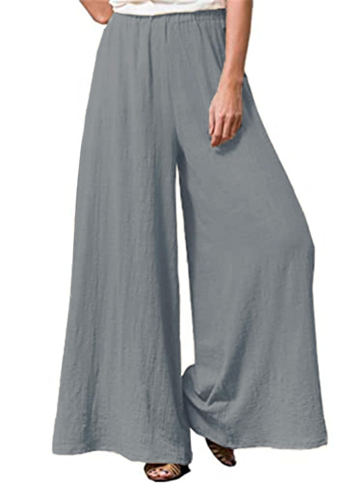 Hisanny Plus Size Wide Leg Linen Pants with Pockets L 5XL