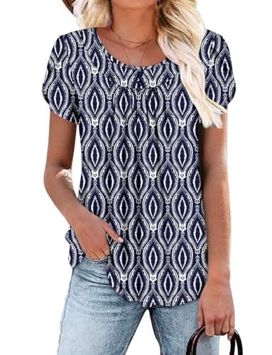Angerella Women's Flirty Summer Pleated Floral Tunic Top S-3XL