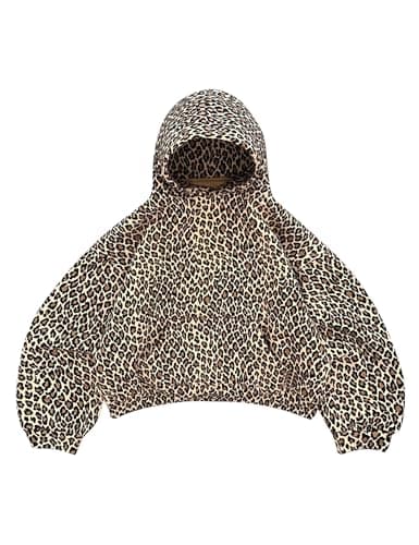 Oversized Leopard Hoodie Cheetah Print Sweatshirt Fall Y2K