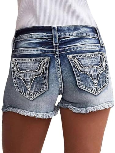 Flamingals Women's Mid-Waisted Ripped Denim Shorts
