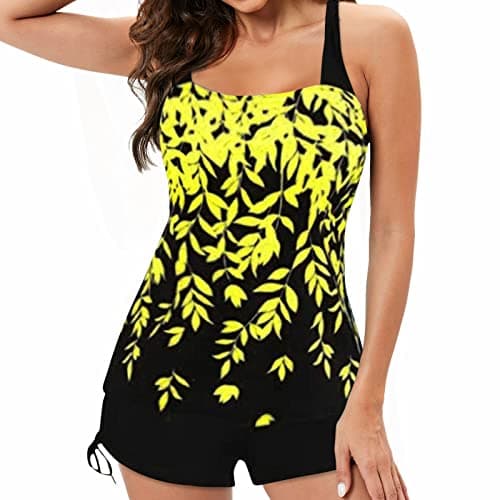 LCMW Women's Flowy Control Top Bikini with Boyshorts