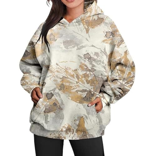 Thatrich Camo Sweatshirt Women Maple Leaf Graphic Hoodies