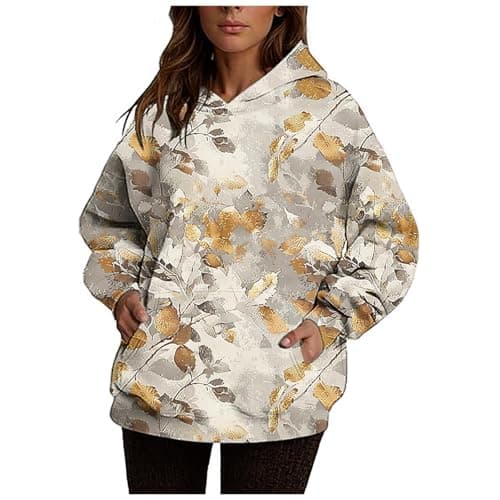 Ceboyel Womens Maple Leaf Camo Oversized Hoodie Trendy Teen Girls Fashion