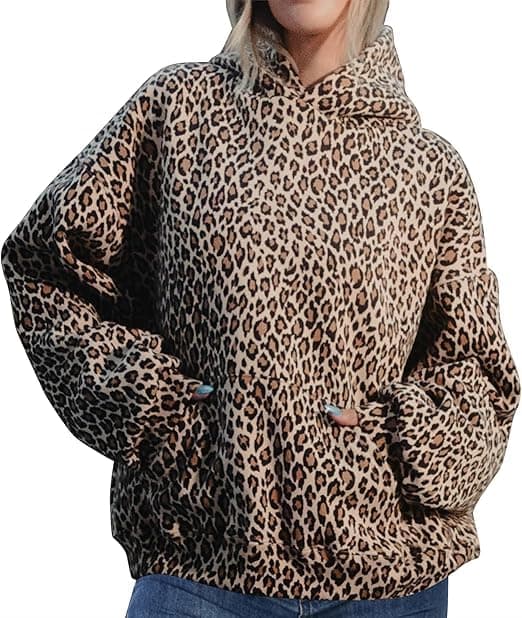 2000s Ckuea Y2k Cheetah Leopard Print Hoodie Sweatshirt
