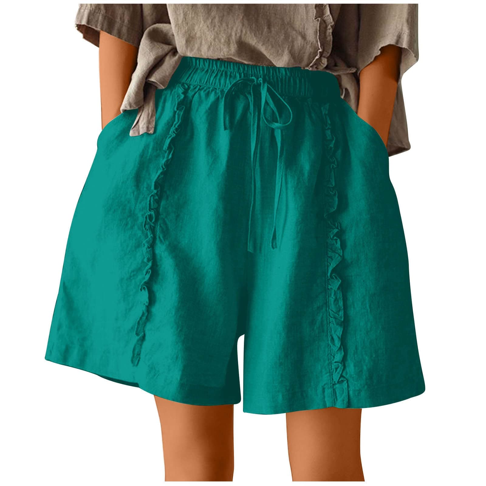 Yxzogd Women's Stretch Linen Bermuda Shorts for Summer Casual Wear