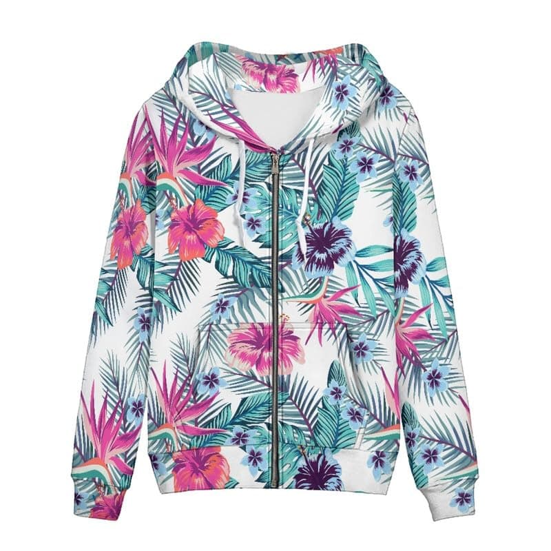 Irisjudy Monet Art Color Stripe Zip Hoodie for Women