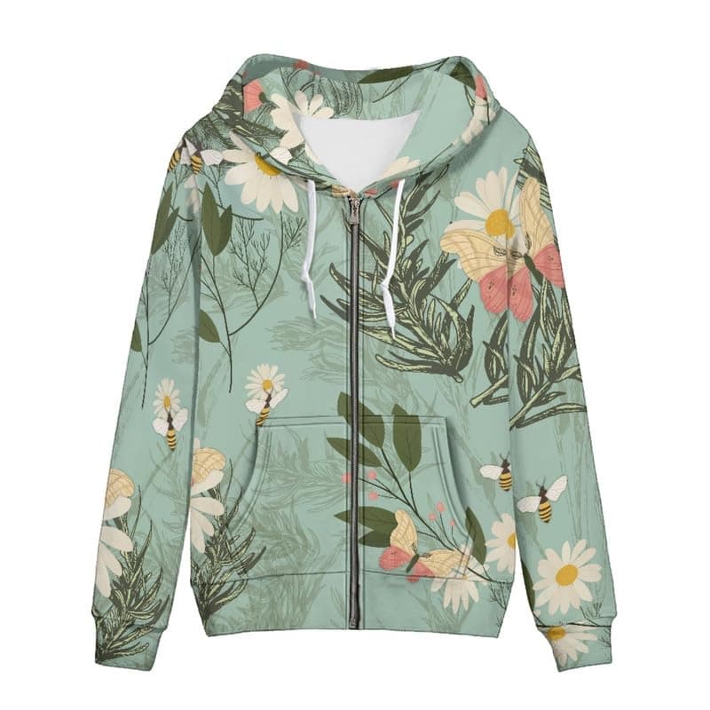 Irisjudy Monet Art Color Stripe Zip Hoodie for Women