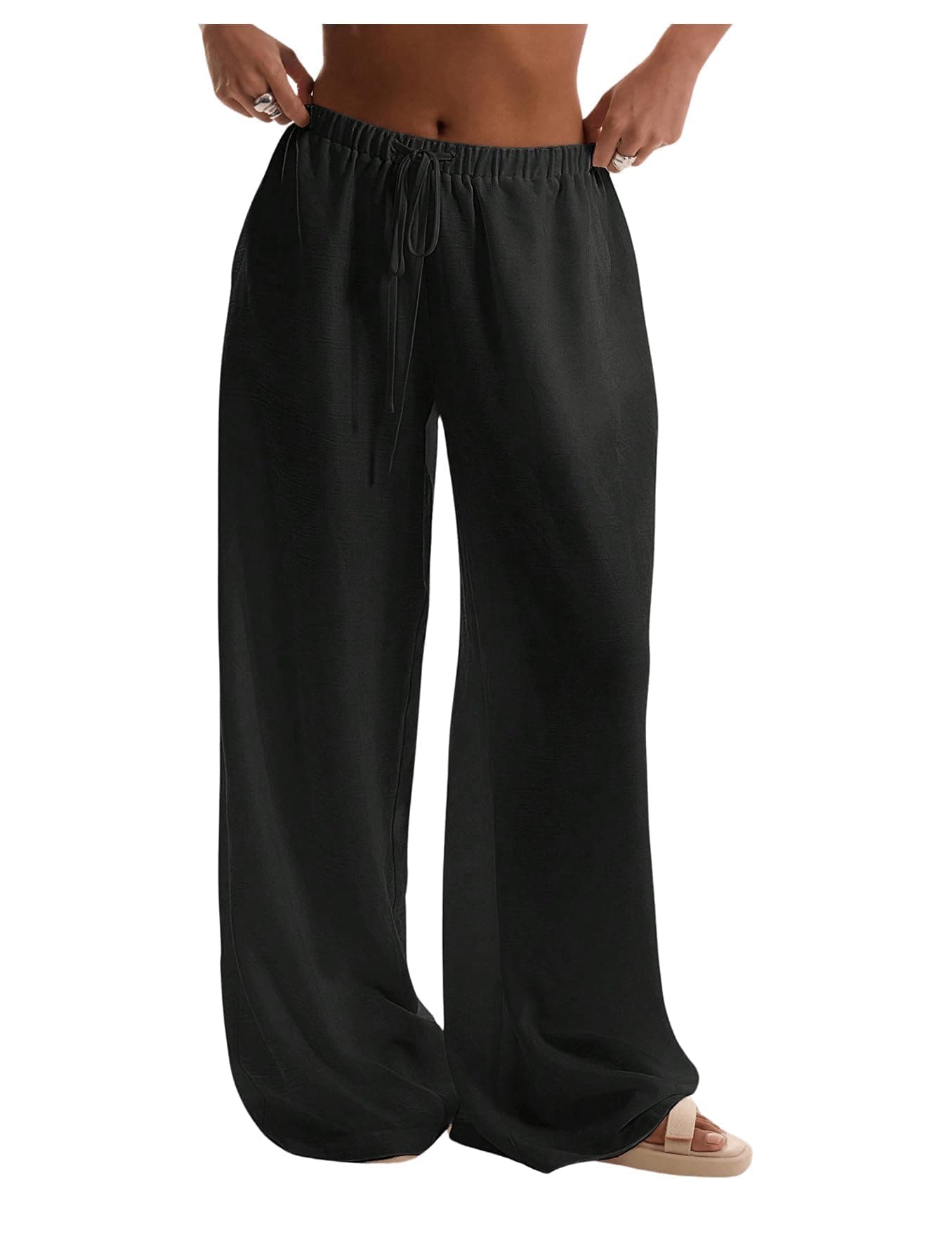 RoseSeek Women's Wide Leg Drawstring Beach Pants Cover Up Swimsuit