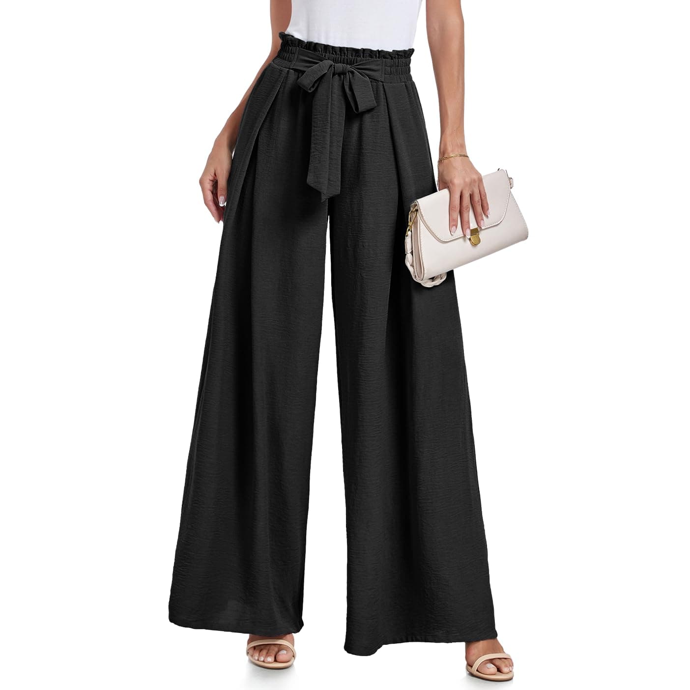 Lepunuo High Waisted Wide Leg Palazzo Pants for Women with Pockets