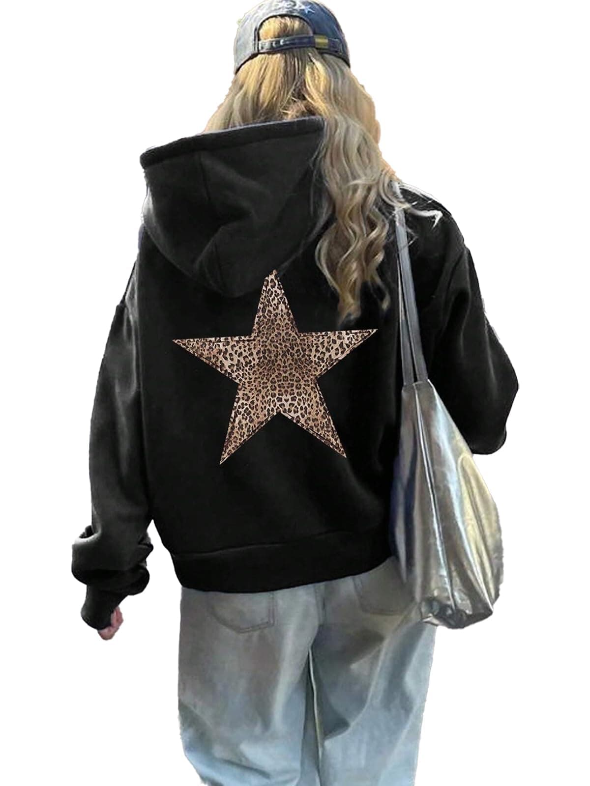 Cheetah Star Print Hoodie Sweatshirt for Women