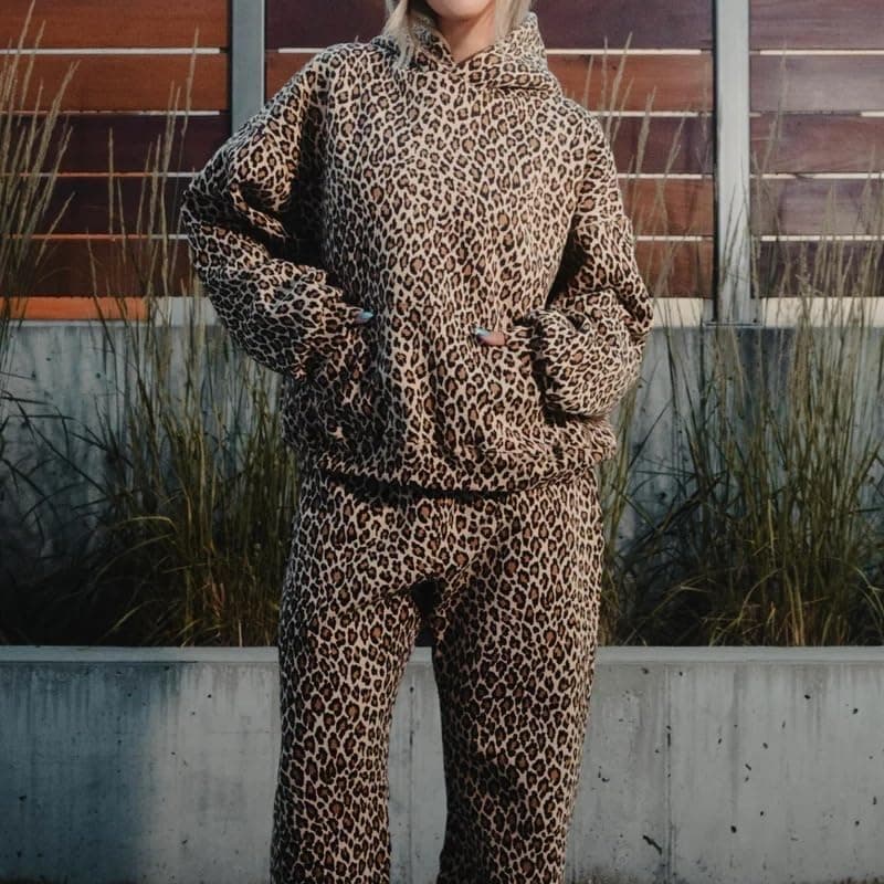 Ckuea Y2K Cheetah Print Hoodie Pullover