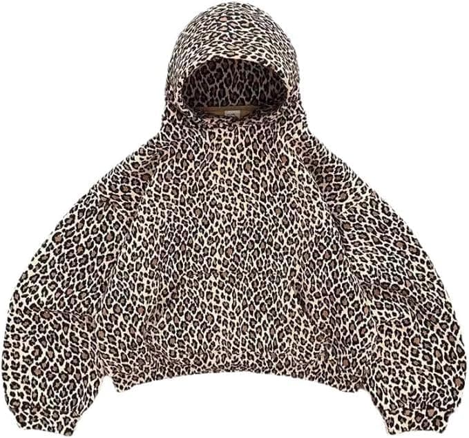 Leopard Cheetah Print Oversized Hoodie for Women in Y2K Streetwear